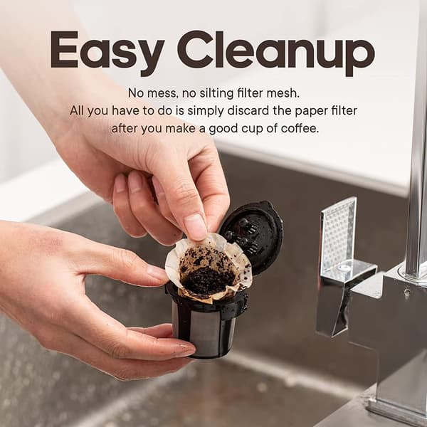 Engangs kaffefiltre, 100 papirfiltre + genanvendelig K Cup-kapsel, kompatibel med K Cup 2.0 & 1.0