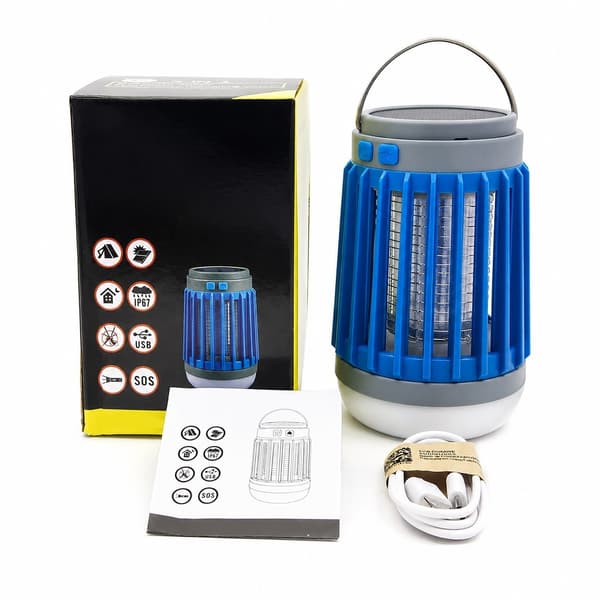 Solar USB Genopladelig 3-i-1 LED Camping Lanterne Lommelygte, Blå
