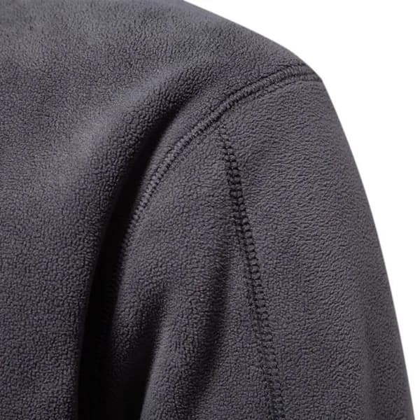 Herre Fleece Pullover 1/4 Lynlås Sweatshirt, Høj Hals, Varm, Tyk, Arbejdsjakke, Sort