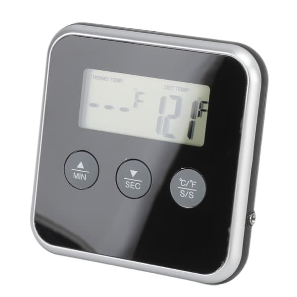 Digitalt kødtermometer med lang sonde, 2 enheder, LCD-display, timer til grill og køkken