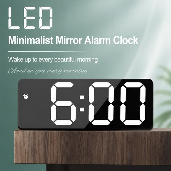 LED elektronisk väckarklocka, batteri- och plug-in dubbel användning, plast, enkel stil Rectangular black surface blue light
