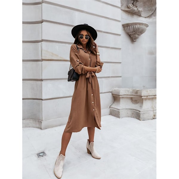 Damekjole med knapper BROWN L