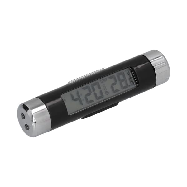 Biltermometer, LCD dashbordklokke, batteridrevet, lysende, multifunksjonell