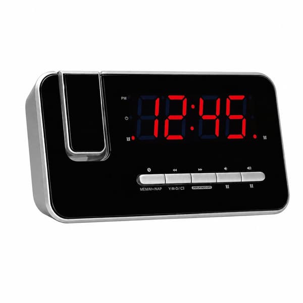 PLL FM klokkeradio med projeksjon, dobbel alarm, 1,2\" LED, slumrefunksjon, 180° projeksjon