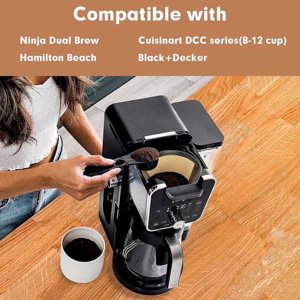 Gjenbrukbart #4 kaffefilter, permanent metall, kompatibelt med Ninja CFP301 CFP201, 10-12 kopper