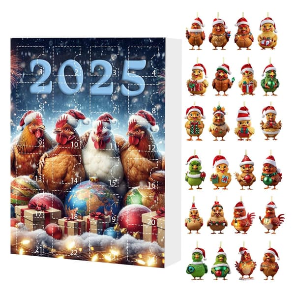 Julnedräkningskalender 24-dagar, Djurberlockhänge, Stil F, Akrylprydnad