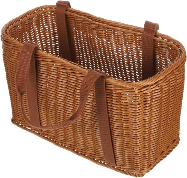 Handvävd shoppingkorg med rustika handtag, för frukt, grönsaker och picknick