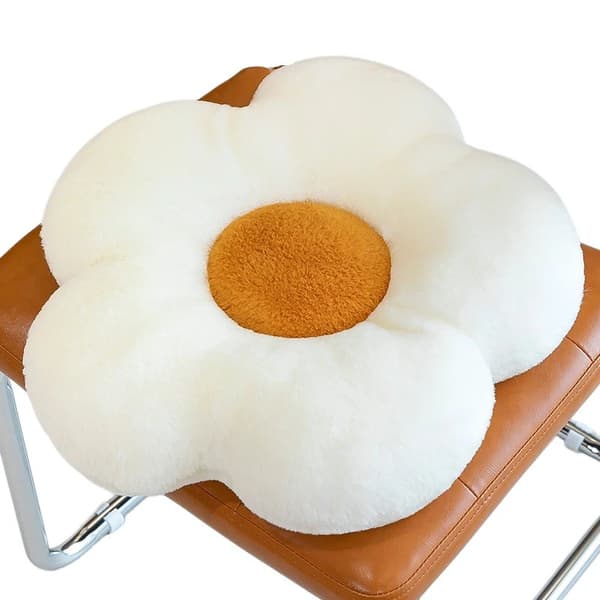 Plysset Daisy Blomsterpude, Blød Fluffy Stolehynde til Stuen White50x50cm