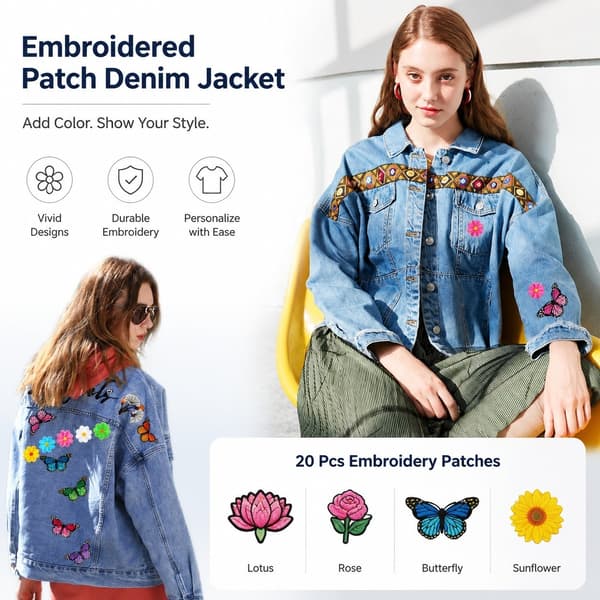 Blomster Sommerfugl Strygemærker, 20 Stk. Sy Broderi Applikation til DIY Jeans Jakker Tasker