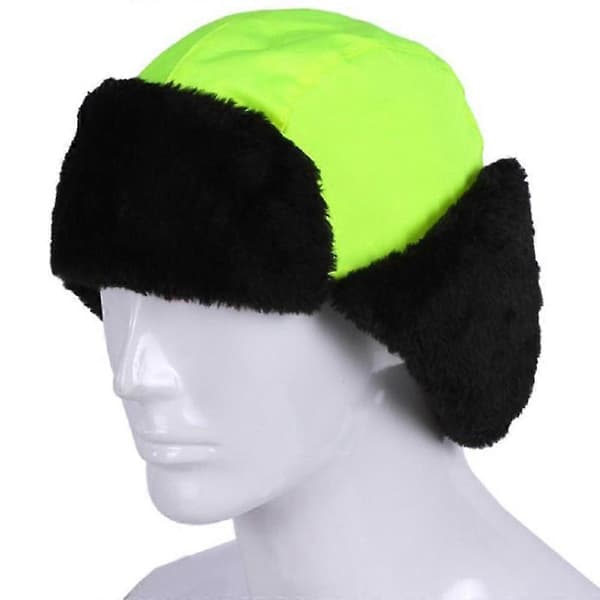 Reflekterande Hi Viz-keps Hög Synlighet Säkerhetsarbetsmössa Vintervarm Öronlapps-keps Fluorescent Green