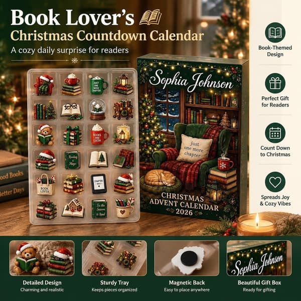 Personlig julekalender for bokelskere, 26x18x3cm, gave til lesere