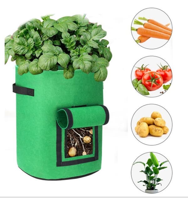 Filt Non-woven Växtodlingspåse Grönsaksodlingskruka för Potatis Tomatplantering grass green-25L