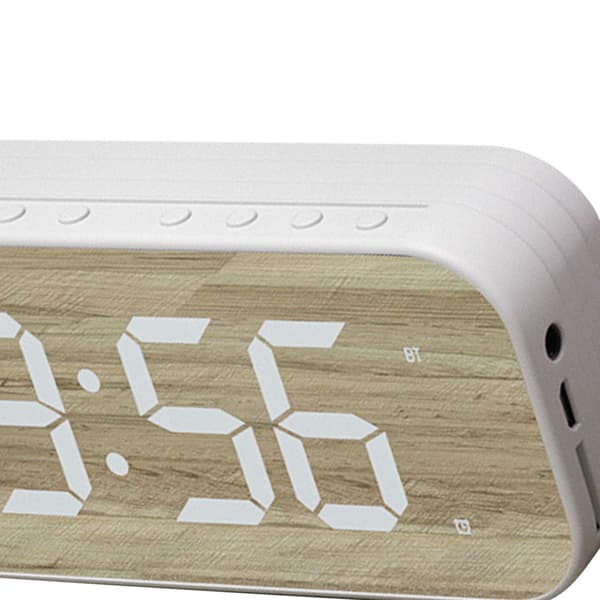 Bluetooth-høyttaler vekkerklokke, hvit, digitalt display med speil, for soverom og kontor
