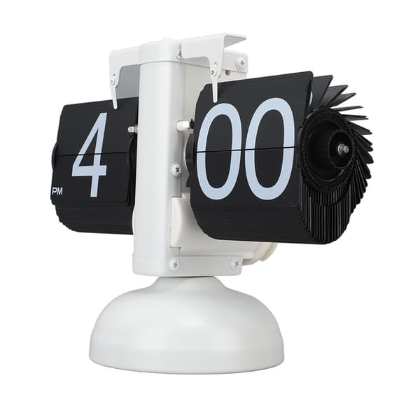 Retro Digital Flipur, 304 rustfrit stål, automatisk mekanisk, 12 timer, hvid ramme sort side
