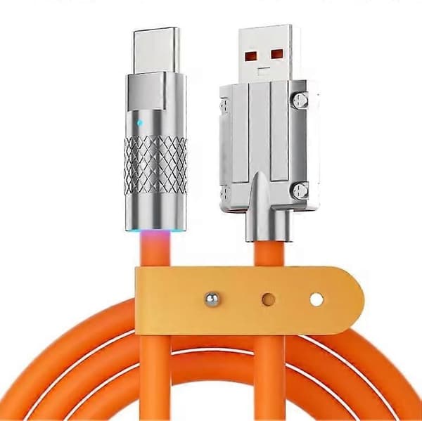 USB til USB Type C ladekabel, CNC-maskinerte hoder i sinklegering, 120W 6A lader