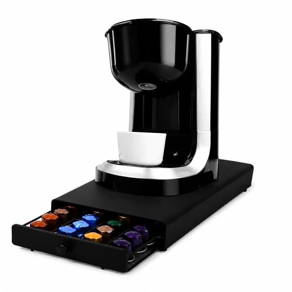 Kaffekapselholder i jernkunst, sort, rummer 40 Nespresso-kapsler, bardisk