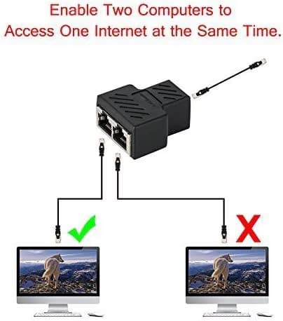 RJ45 Ethernet-splitter 1 till 2, guldpläterad LAN-adapter, Cat5 Cat6, metallhölje, 2-pack