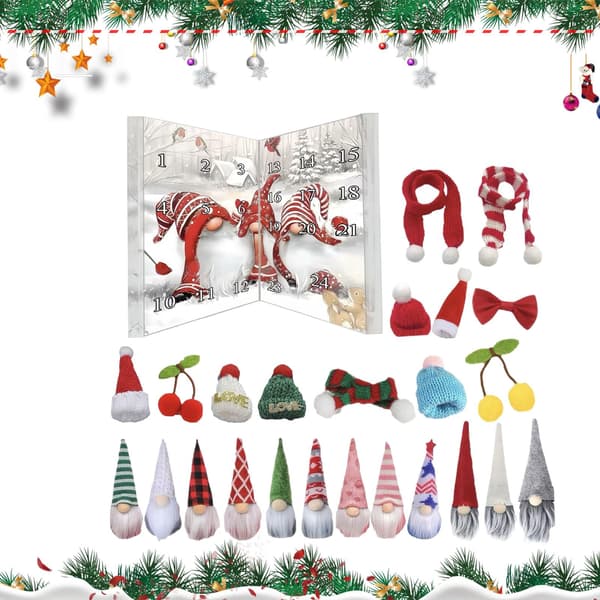 24-dagers julekalender med nissepynt, dekorasjon til peishylle og bord B