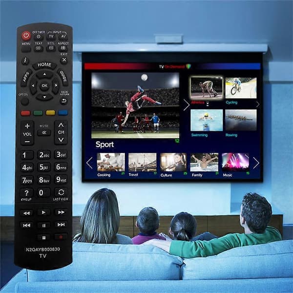 Erstatningsfjernkontroll kompatibel med Panasonic N2QAYB000830 TV black