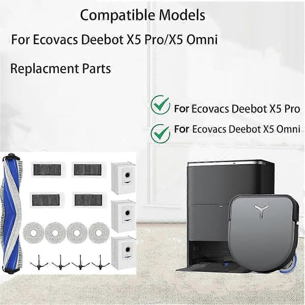 16 STK. Reservedele til ECOVACS DEEBOT X5 PRO / X5 Pro OMNI Støvsuger Moppeklud Hepa Filter As Shown