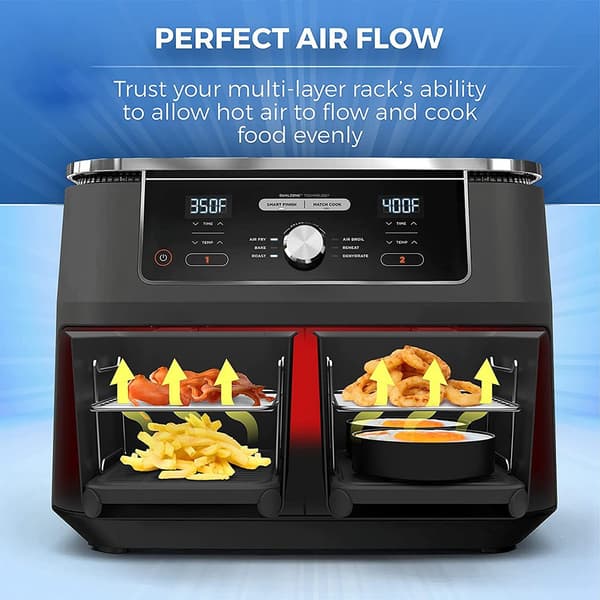 2 stk. Airfryer-rist, 304 rustfrit stål dehydrator-rist med 4 grillspyd til 8QT dobbeltkurv