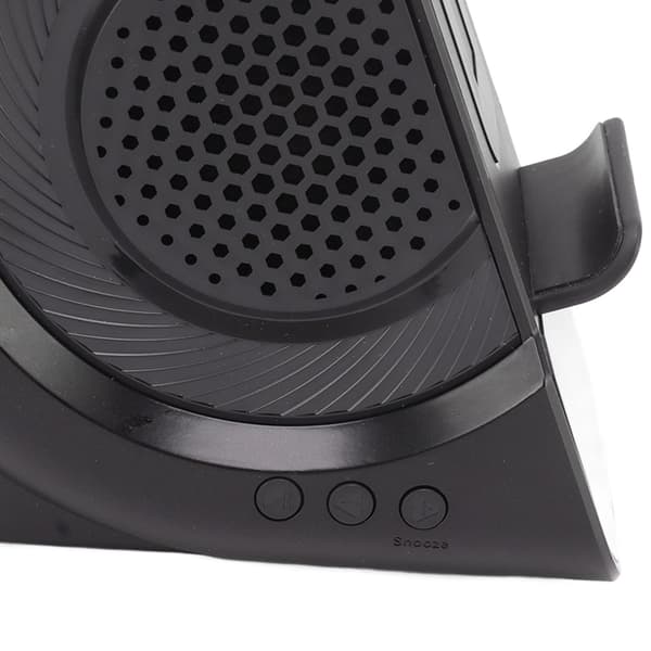 3-in-1 Bluetooth-kaiutin herätyskellolla, langaton lataus, 10W, PC ABS, musta yöpöydälle