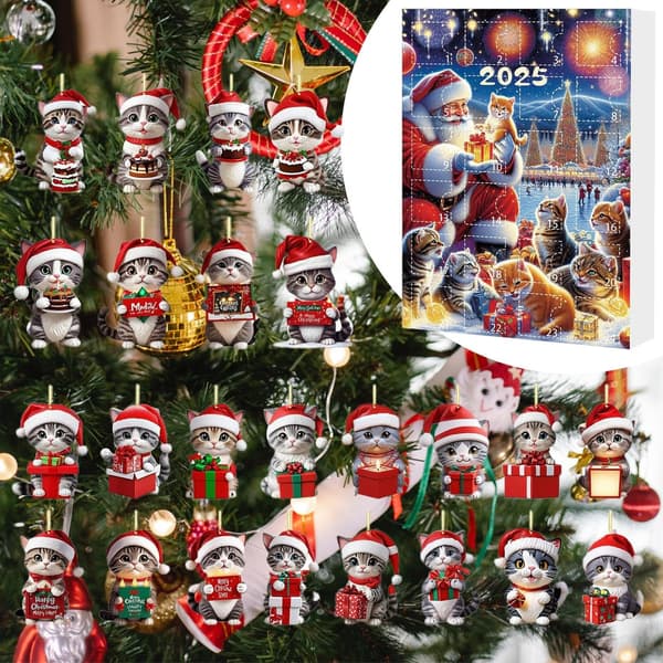 Julekalender 24 dager, Akryl Adventskalender for barn og voksne, Juledekorasjon A