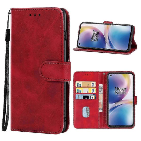 Læder Telefon Cover Til OnePlus Nord 2 5G (Rød) Red