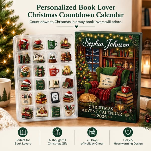 Personlig julekalender for bokelskere, 26x18x3cm, gave til lesere