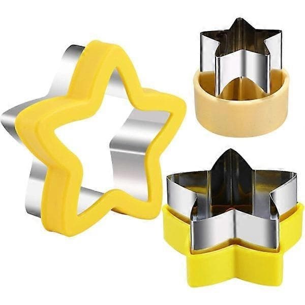 Stjerneformede kakestikkere, stjerneformer i rustfritt stål til baking, grønnsaksformer, grønnsakskuttere for barnebaking.