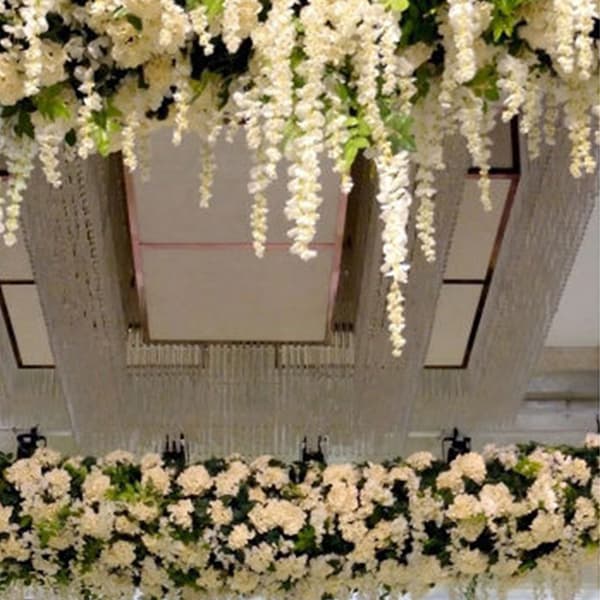 12 stk. kunstig blåregn, ren hvid, simulerede blomster til bryllup og udendørs indretning