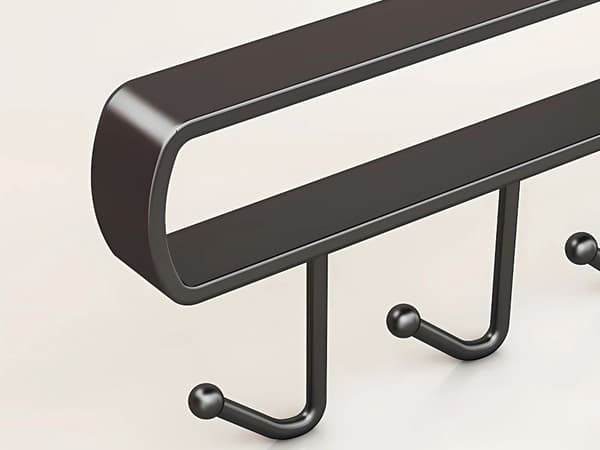 Køkkenredskabsholder til underskab, sort metal, 6 kroge, pladsbesparende organizer Black
