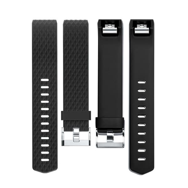 Silikone erstatningsrem til Fitbit Charge 2, sort, stor, justerbar sportsrem