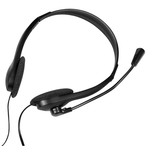 Stereo-headset för PC med mikrofon, 3,5 mm-kontakt, on-ear, svart
