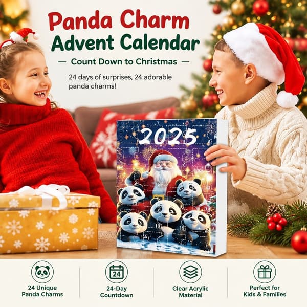 24-dagars Panda Berlock Adventskalender 2025, 2D Akryl Julnedräkning, Stil B