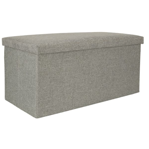 Vikbar förvaringspuff, grå, 76x38x38cm, skumsits, fotpall, extra sittplats