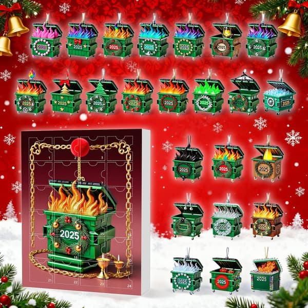 Julepynt Adventskalender Nedtelling 2025, 24-dagers 2D Akryl, Stil D