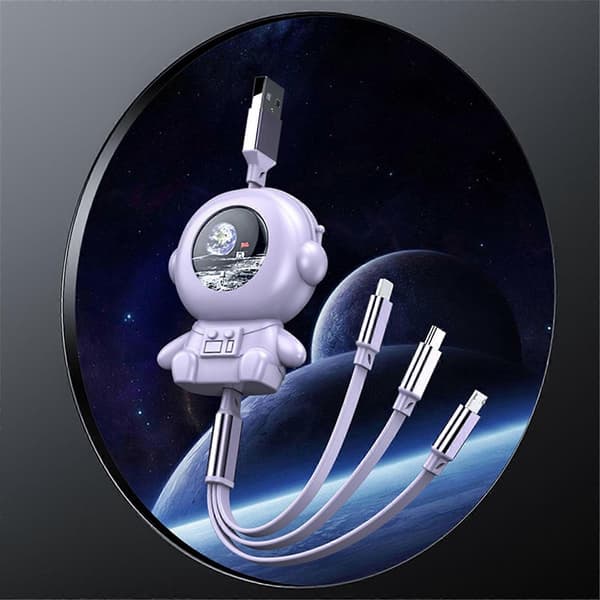Gnobogi 3-i-1 infällbar USB-kabel (120 cm) kompatibel med Type-C, Micro USB, iOS - Snabbladdande datakabel