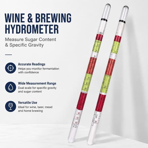 Vinsukkermåler Alkoholhydrometer for hjemmebrygging, øl- og mjødproduksjon, alkoholtesting
