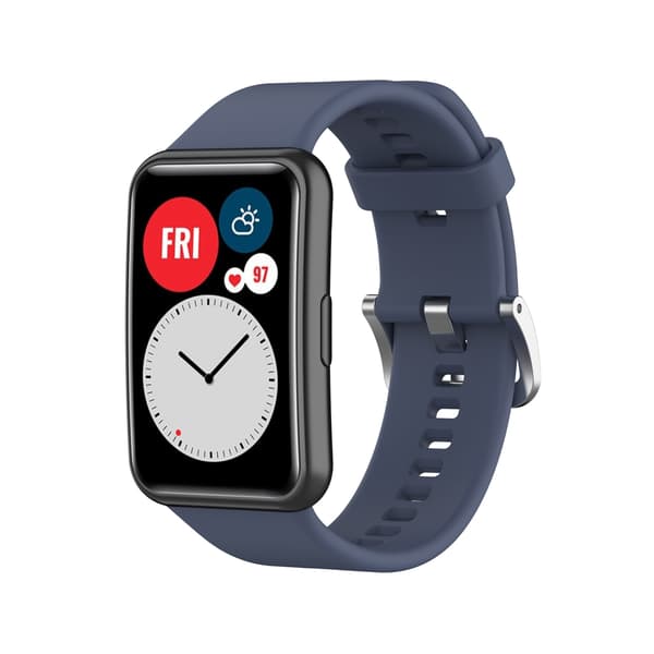 Silikone urrem til Huawei Watch Fit, blå, justerbar, sport, erstatningsrem