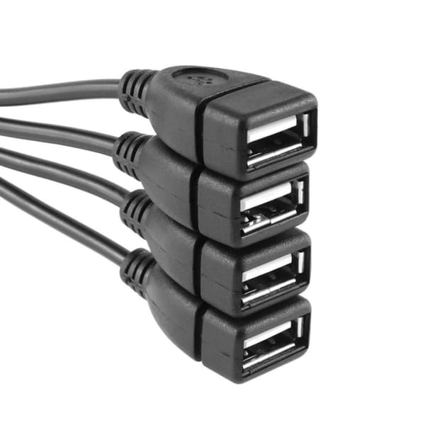 USB 2.0-hubb med 4 portar, kompakt splitter för dator, överspänningsskydd, 25 cm kabel