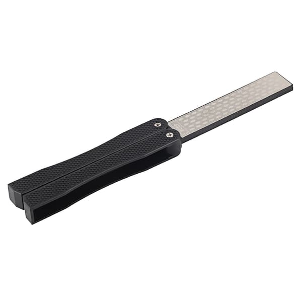 Foldbar dobbeltsidet knivsliber, diamant, bærbar, skridsikker, sort