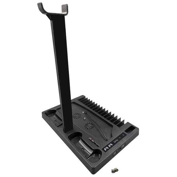 PS5 Kølestativ med Controlleroplader, Sort, ABS, Spilopbevaring, Multifunktionel