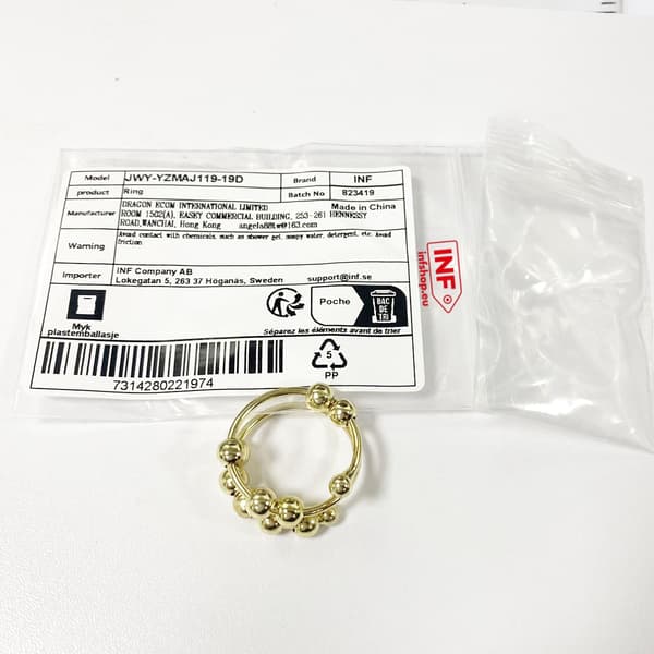 Justerbar stressring, kobbergull, 17 mm, Fidget Spinner-ring for angst