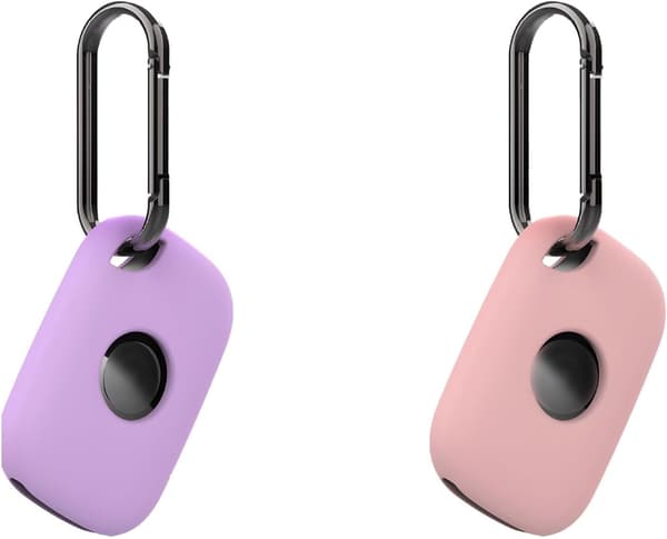 2-pack silikonfodral för Tile Pro 2024 Bluetooth Tracker, mjukt skyddande stötsäkert skal med nyckelring, lila och rosa