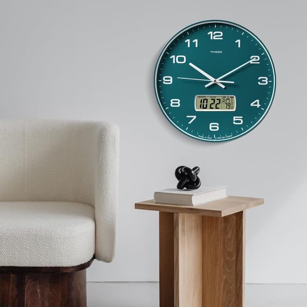 10\" Analog Vægur med Datovisning, Batteridrevet, Moderne til Stue, Guld