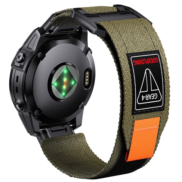 26mm vävt nylonarmband för Garmin, snabbfäste, grön
