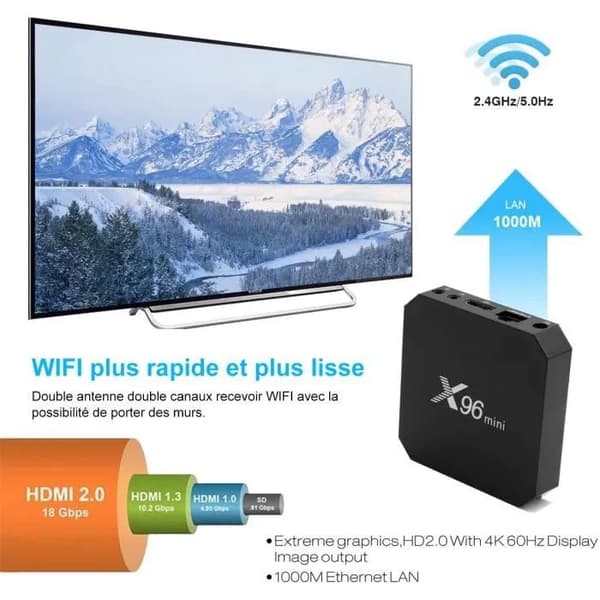 X96 Mini TV-boks 2 GB RAM 16 GB ROM Android 9.0 4K HD 2.4G Multi-Core 64-bit