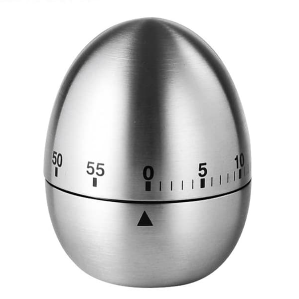 Eggtimer i rustfritt stål, 60-minutters mekanisk kjøkkentimer, sklisikker base, for baking