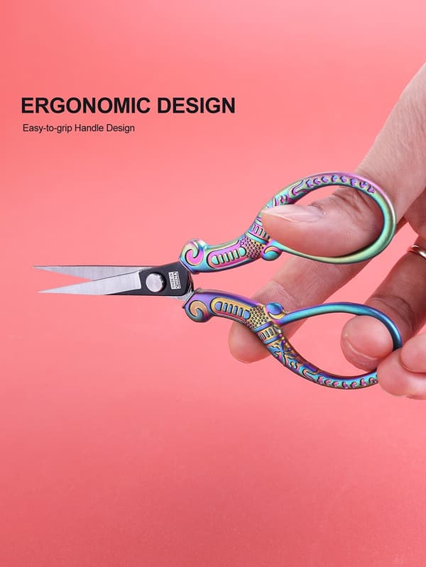 Broderisaks til præcis klipning, flerfarvet, rustfrit stål, skarpe blade, multifunktionel håndværk MultiColor